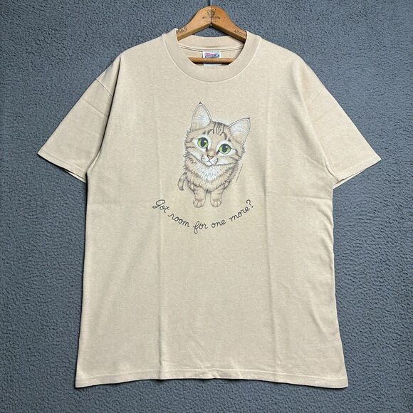 Vintage 90s Cat Lover T-Shirt Size Large Kitty Pets Animals Art Graphic - Picture 2 of 12